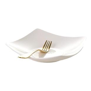 高档纯白骨瓷创意四方盘菜盘寿司沙拉碗家用凉菜盘釉下彩陶瓷餐具