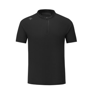 DESCENTE迪桑特RUNNING男士F360吸湿速干亲肤半拉链短袖T恤新品