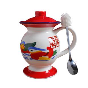 国潮稀奇古怪杯子痰盂水杯陶瓷杯情侣一对尿壶杯搞怪杯带盖勺礼盒