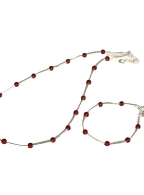 红蓝宝石小众设计感气质颈链复古