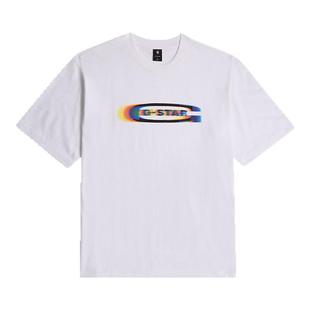 G-STAR RAW彩色印花logo舒适街头帅气男士夏季宽大白色T恤D26039