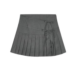 SLY 夏季新品双绑带蝴蝶结百褶裙拼接半身裙女030ISR31-5291