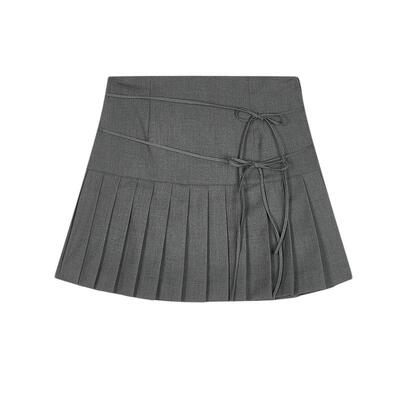 SLY 夏季新品双绑带蝴蝶结百褶裙拼接半身裙女030ISR31-5291