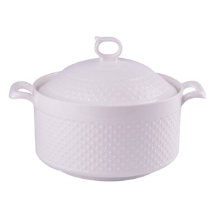 家用双耳带盖陶瓷汤窝创意炖盅纯白大号容量饭汤碗汤盆微波炉包邮