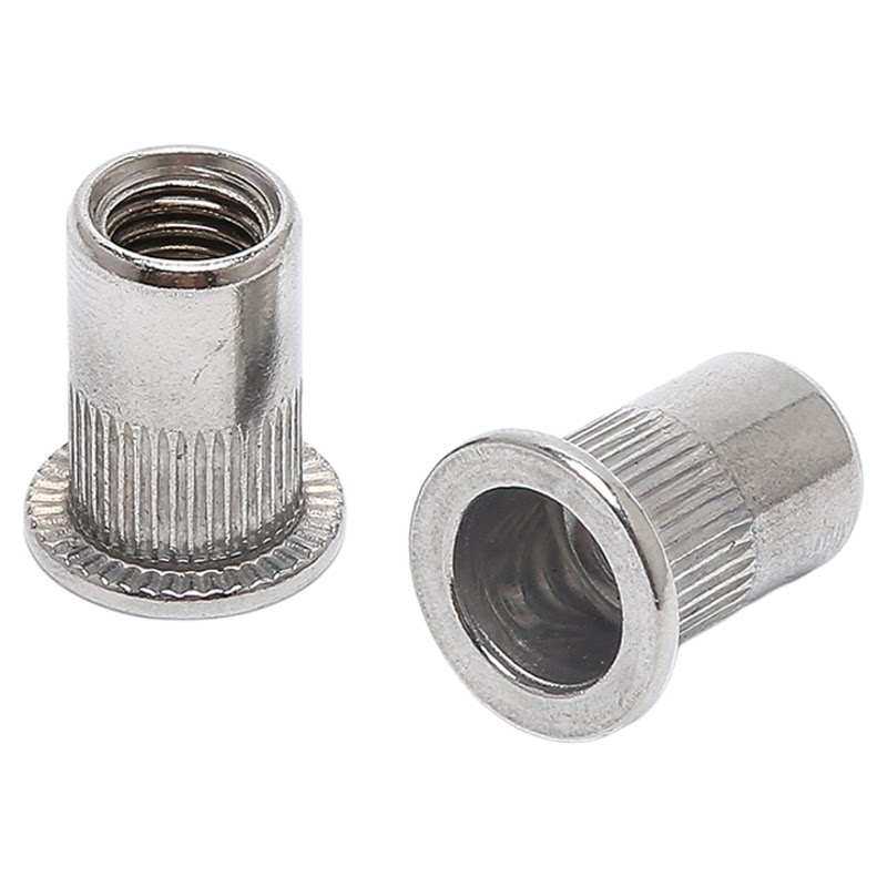 304不锈钢平头竖纹拉铆螺母螺帽大边滚花拉母装饰M3M4M5M6M8
