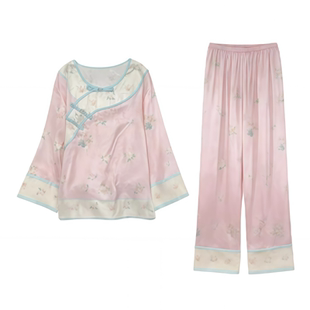 新中式真丝睡衣女秋冬款汉清古代清朝中式宫廷风保暖家居服礼盒装