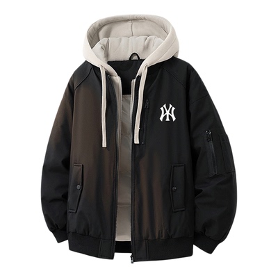 假两件棒球棉服男款秋冬季棉衣