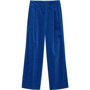 Juicy Couture橘滋休闲裤女直筒贴布灯芯绒长裤子