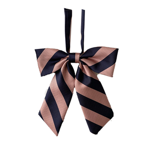 东京岁时记韩式条纹原创JK春季印花学院风新款蝴蝶结衬衫脏粉领结