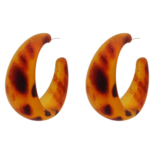 STANDii手作 磨砂c形耳饰925银针欧美简约复古港风女琥珀色