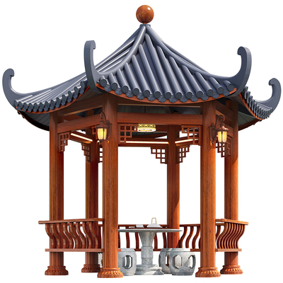 铝合金六角亭仿木纹古建八角凉亭