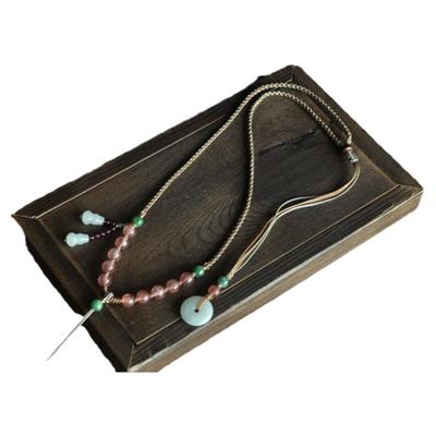 原创新款手工编织草莓晶吊坠项链