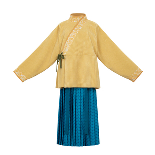 花朝记｜秋果｜晋制汉服曲领襦绒面加绒外套印花黄色日常秋冬百搭