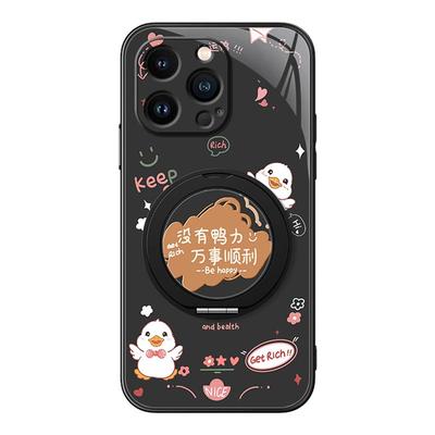 没有鸭力适用苹果16手机壳iphone15ProMax支点14新款13磁吸支架xs旋转11/12女男款16plus卡通可爱7/8plus磨砂