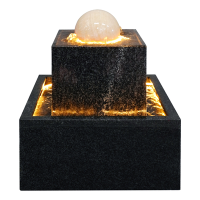 黄色滚动红水晶球流水摆件循环水风水球招财装饰客厅石头水景喷泉