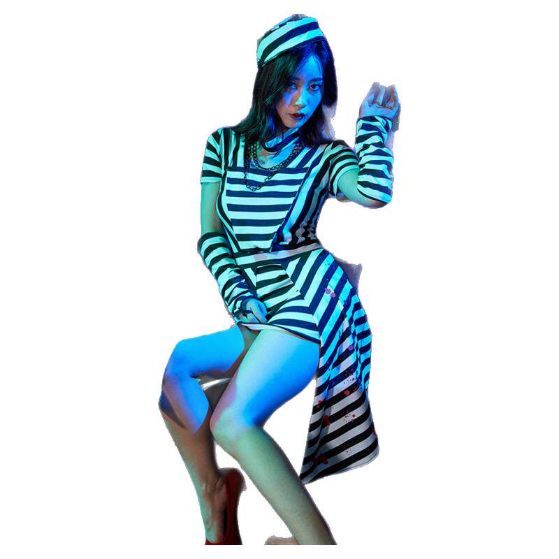 新款万圣节血迹囚犯cosplay服装