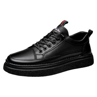 木林森男鞋2025冬季小黑潮鞋男款头层牛皮休闲鞋板鞋运动真皮鞋子