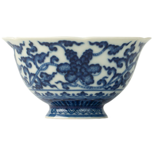 【麻子大师】三勤堂麻子点工青花花卉花口杯景德镇陶瓷功夫茶具