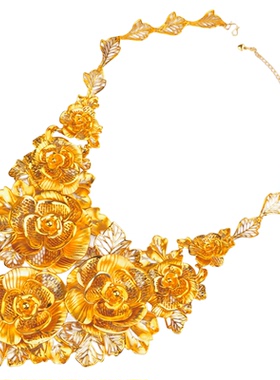 花开富贵繁花项链精美结婚假三金