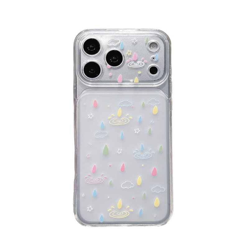 彩色雨滴适用苹果17/18promax手机壳iPhone16/15pm简约透明磨砂FindX10/X9小米18pro全包硅胶14华为pura90/80
