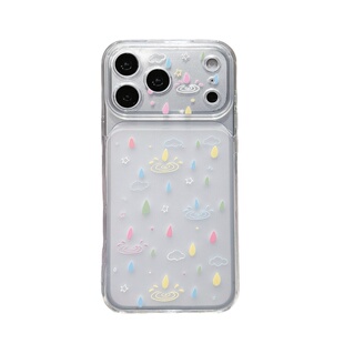 彩色雨滴适用苹果17/16promax手机壳iPhone15/14pm简约透明磨砂FindX9/X8小米17pro全包硅胶华为pura90/80