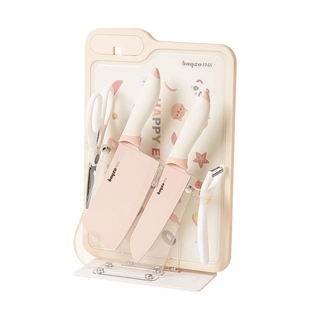 拜格婴幼儿辅食刀具宝宝专用工具家用儿童切菜刀菜板全套组合套装