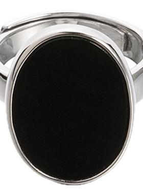 Céleste黑玛瑙椭圆开口戒指女