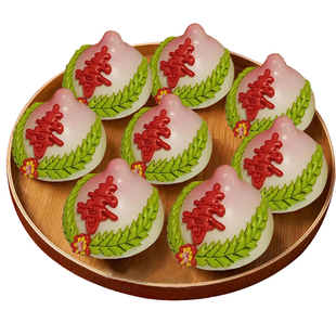 大寿桃花馍庙里祭祀上供春节花饽饽新年元旦老人祈福过年寿宴馒头