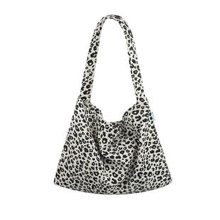 法国Montaigne/蒙田慵懒风碎花豹纹小众通勤大容量单肩韩系帆布包