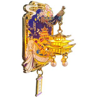湖南金属发光宫灯冰箱贴磁吸贴岳阳楼旅游城市文创纪念品伴手礼物