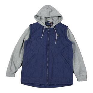 外贸男士流行休闲假两件连帽棉服加绒加棉保暖卫衣百搭简约外套