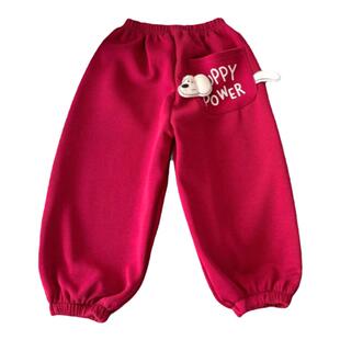 儿童裤子秋冬款男童女童韩版卡通超萌可爱宝宝加绒卫裤休闲运动裤