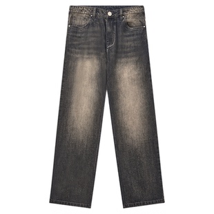 GWIT 美牛经典黄泥染做旧Vintage春秋牛仔裤男款百搭高街复古水洗