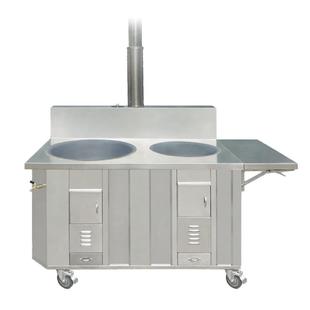 不锈钢柴火灶户外移动大锅台农村柴火炉家用厨房大铁锅无烟双锅灶