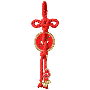 2026马年铜钱挂件入户门挂春节编织万字结铃铛挂饰过新年氛围布置