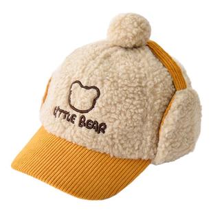 秋冬季韩版儿童加绒护耳雷锋帽子男童宝宝保暖女童字母棒球鸭舌帽