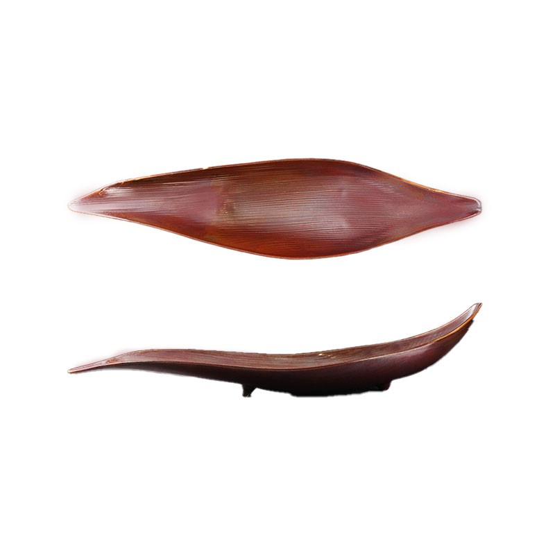 创意陶瓷餐具高端铁锈色海鲜和牛姿造拼盘叶形盘干冰盘意境菜摆盘
