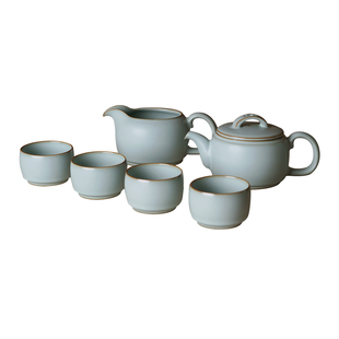 手工汝窑茶具套装家用礼盒装景德镇陶瓷礼品中式简约青瓷仿古瓷器