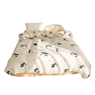 奶牛猫 插画师原创桔子小猫可爱100全棉被套单件纯棉被罩儿童双人