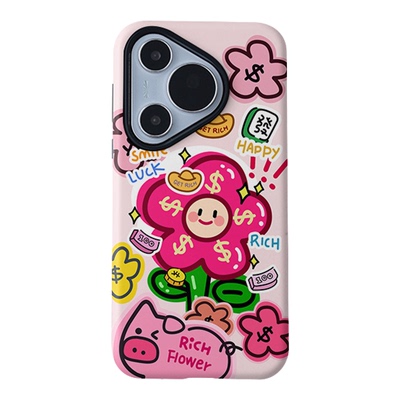 有钱花磁吸菲林二合一适用oppo小米手机壳保护套vivo华为m70pro红色笑脸适用华为p70p卡通手机套16新年喜庆15