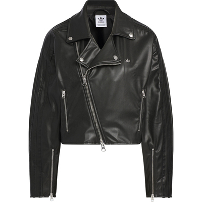 阿迪达斯女士机车风仿皮运动外套