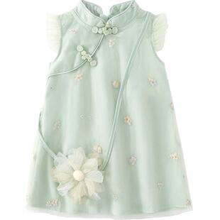 班喜迪女童旗袍连衣裙夏装儿童国风汉服周岁宝宝礼服夏季公主裙子