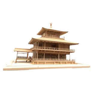 中式东阳木雕摆件古建筑金阁寺木制模型悬挂吊装倒影酒店软装饰品