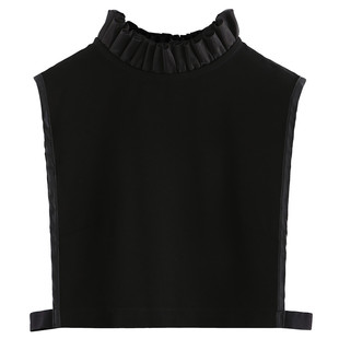 新款欧根纱木耳花边立领假领子打底内搭衬衫装饰领百搭白黑色假领