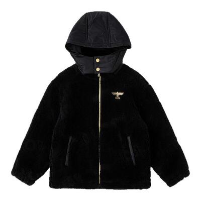 BOY童装25秋冬新款儿童摇粒绒外套满印连帽加厚上衣男女童亲子装