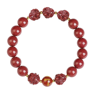 2026马年本命年朱砂手串女三合六合手链男属蛇虎猴猪的吉祥物饰品