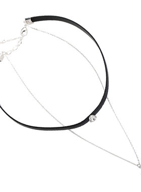 仲夏之晶高级感黑色皮绳项链女