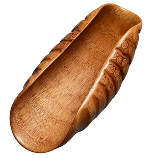 精磨卷叶形老竹根茶则 手工文玩竹茶勺 竹制赏茶荷茶道君子零配件