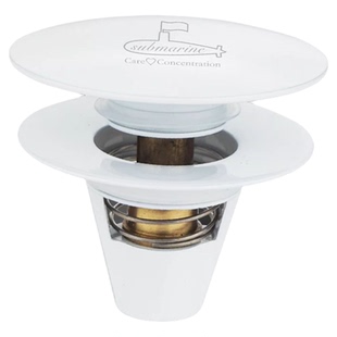 潜水艇白色弹跳头洗手盆漏水塞面盆下水器芯防臭按压式防堵过滤网