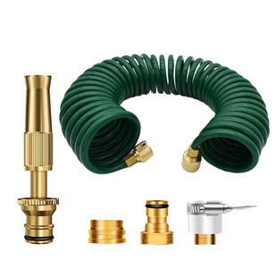 全铜家用高压洗车水枪弹簧管伸缩水管园林浇花花洒喷头直喷枪套装